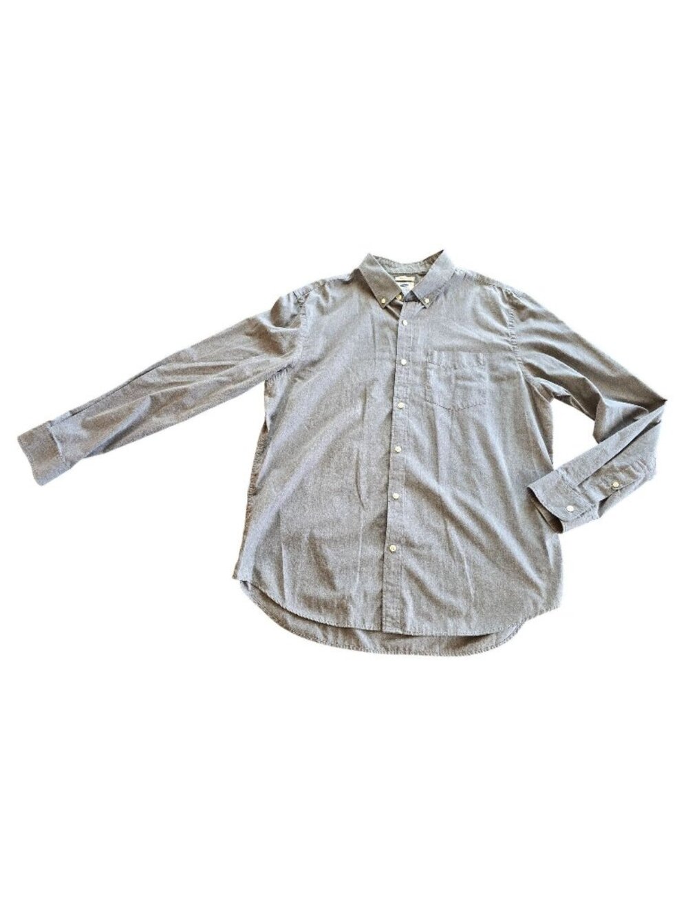 Old Navy Men's Button Down Shirt Gray XL Slim Fit Cotton Long Sleeve Casual Top